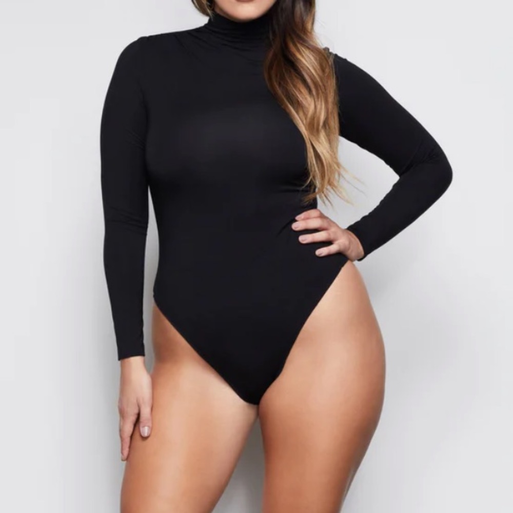 Good American Good Touch Black Long Sleeve Bodysuit Womens size L